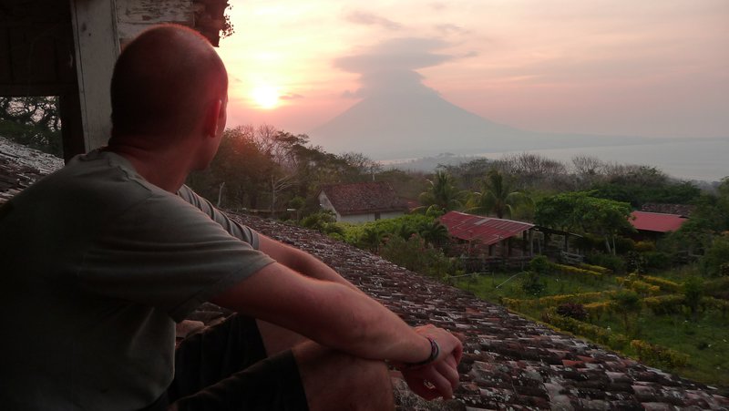 Mike and sunset over Volcan Conception