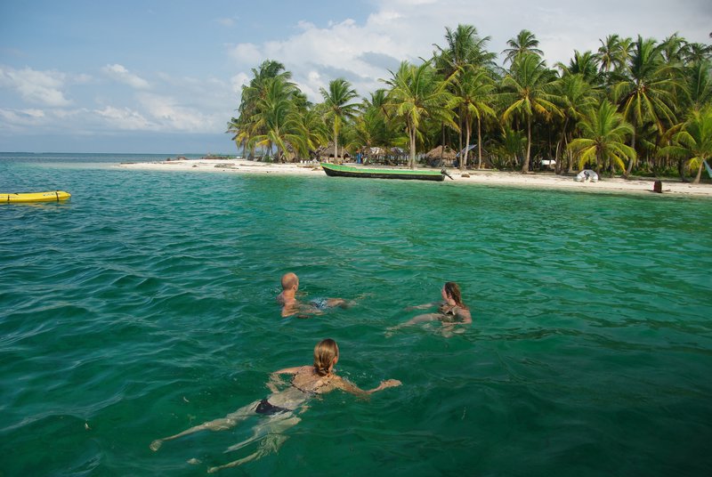 Swimming in the warm clear waters of the San Blas