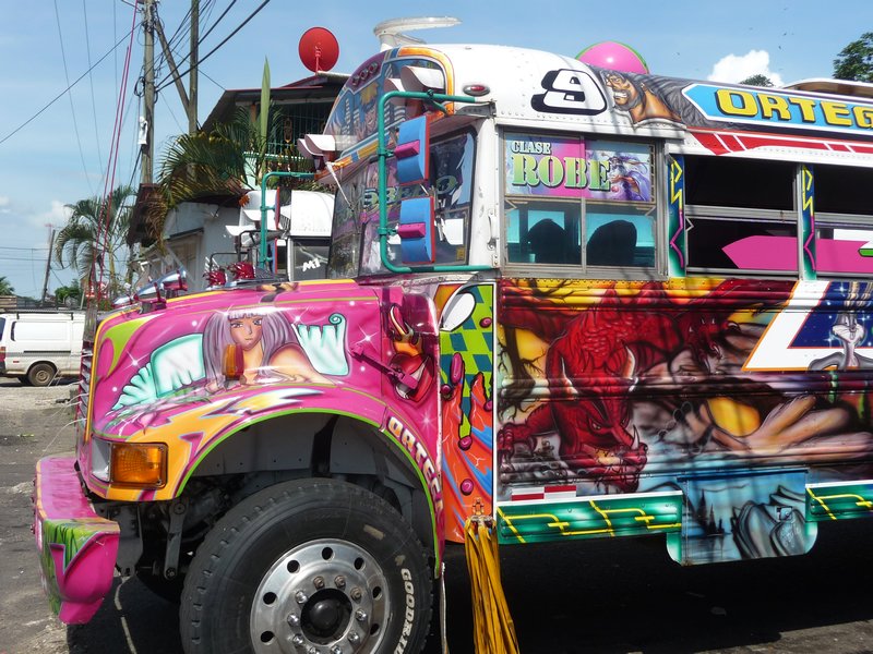 Intricate artwork on a Panamanian chicken bus