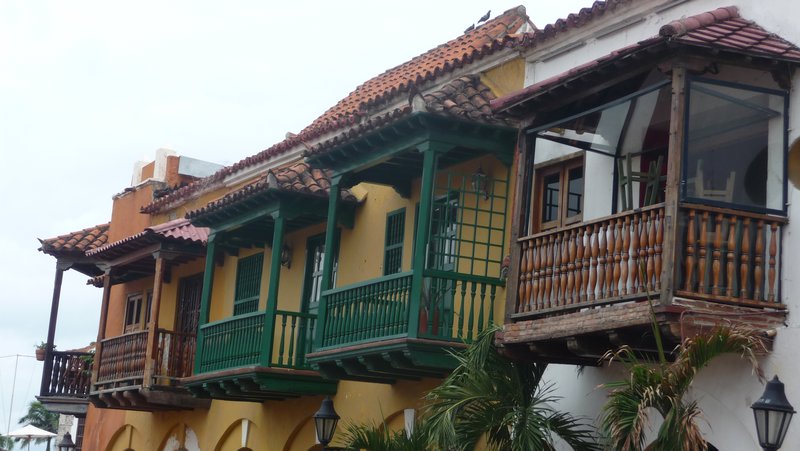 Wooden balconies in Cartagena