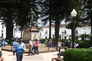 Trees cover the main square in Popayan
