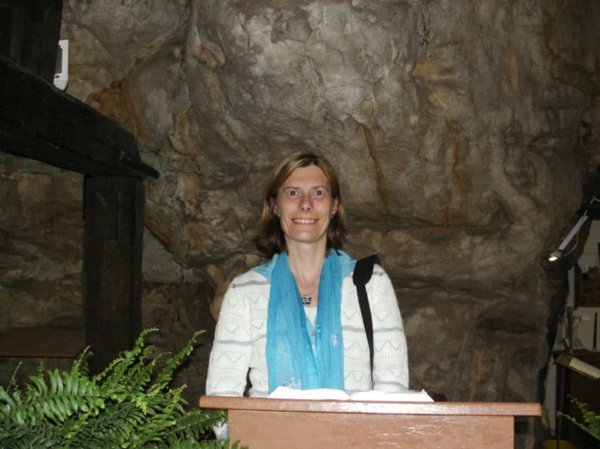 Flo in the church in the Rock
