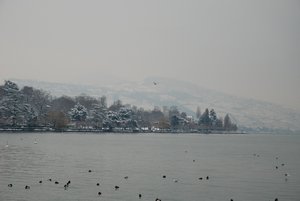 Lausanne ouchy under the snow