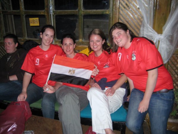 Megan, Lauren, Sophie and I show off our Egypt jerseys