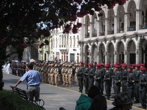 parade in main plaza in Arequipa