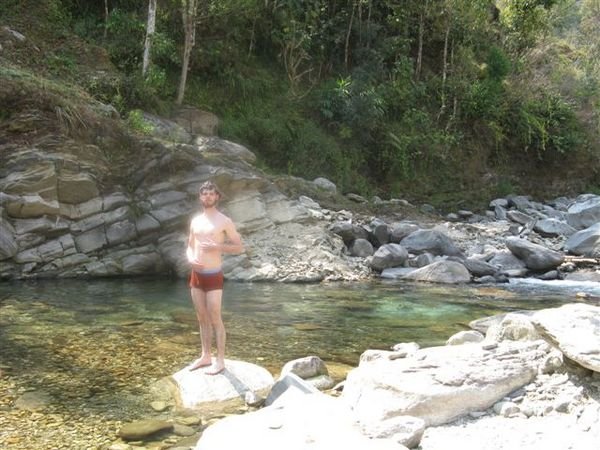 stoping to bath in the river