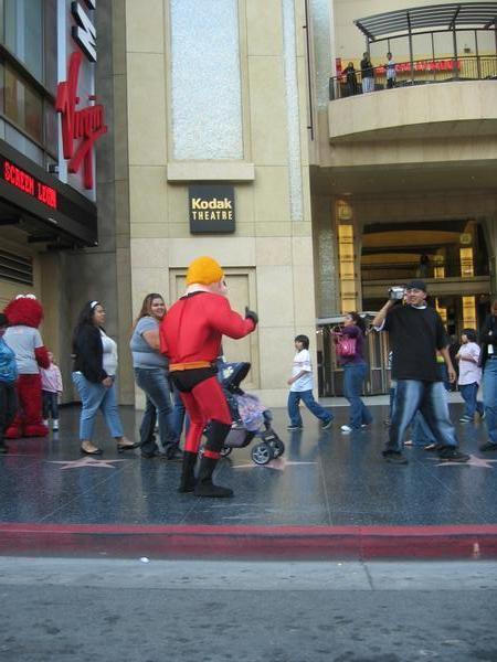 Characters outside the Kodak Theatre in Hollywood