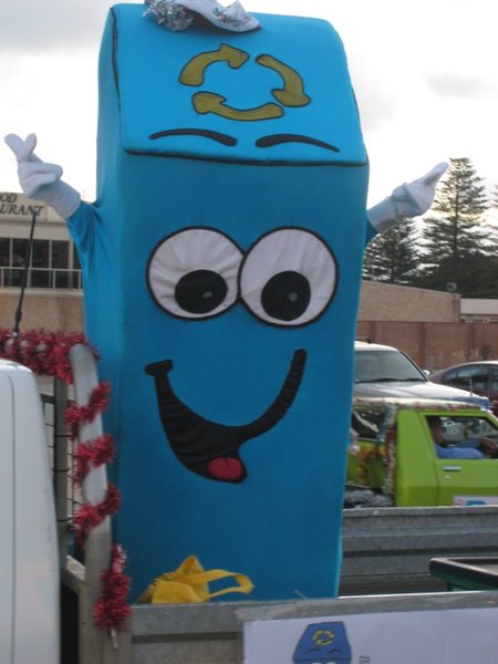 Recycling bin at Esperance Christmas pageant
