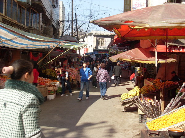Street market on sunny day