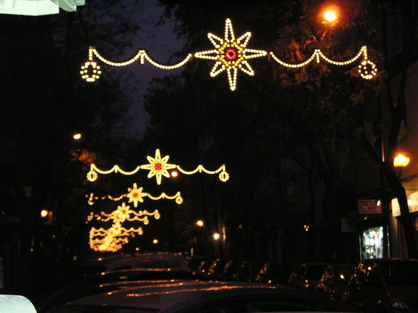 Christmas lights on my street in Madrid