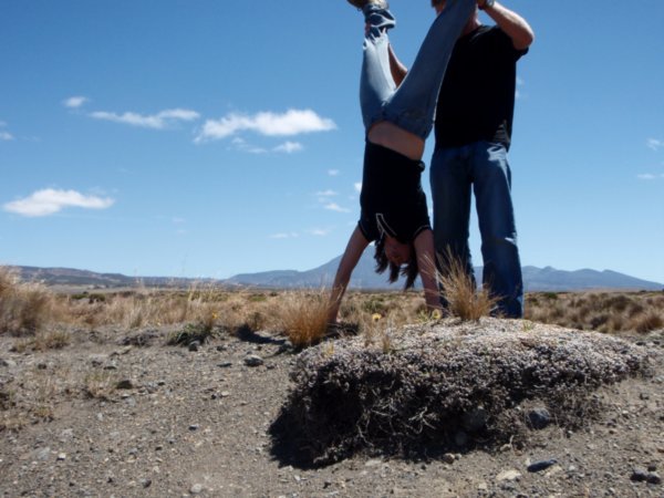 Trying to handstand over Mt. Doom
