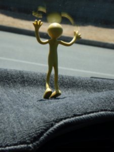 Gumbi worshiping God in the car