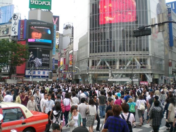 Shibuya crossing, the busiest intersection in the world.
