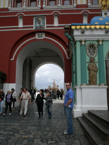 Todd walking into Red Square