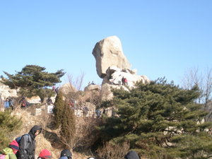 Precarious rock at the top of Bukhansan Mountain