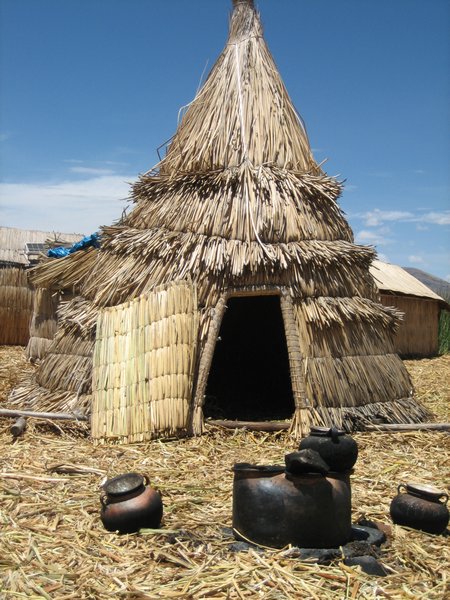 Traditonal reed hut on Uros Island