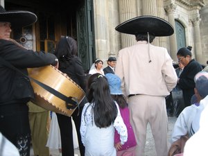 Mariachi band at a wedding in down town La Paz