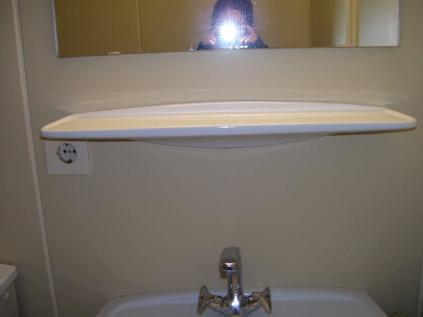 Sink and shelf in the bathroom