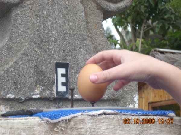 Balancing the egg at Inti-Nan