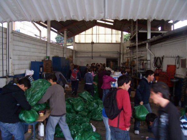 Donation Center, packing bags