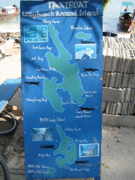 Island map for long boat hire 