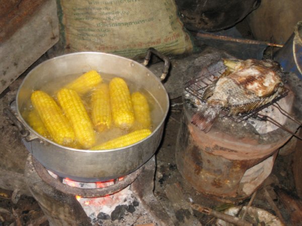 Yummy cook out - corn and fish 