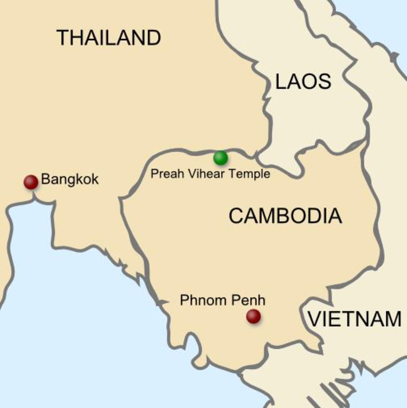 Location map for Preah Vihear Temple