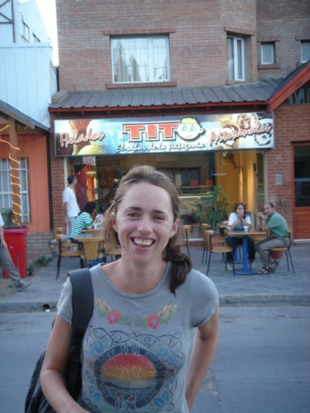 Niamh outside her favourite shop in El Calafate