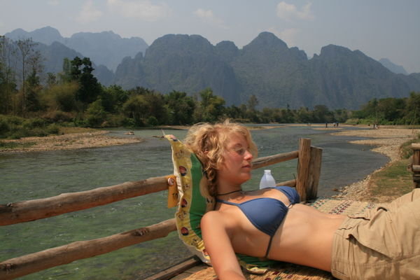 Anny by the river Vang Vieng