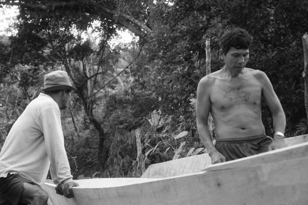 Building one of the wooden boats