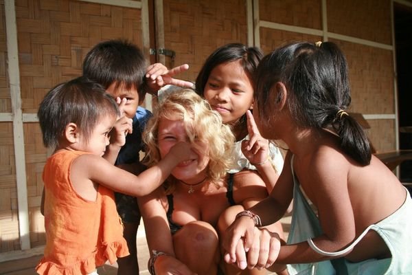 Anny being mauled by some lovely kids