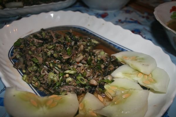 The snake becomes Laap, my favorite dish in Laos.