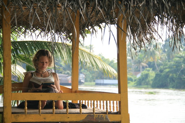 Anny reading at Malayalam resort