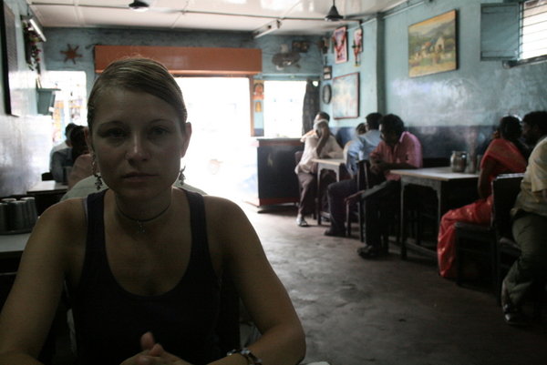 Anny in our breakfast dhaba.