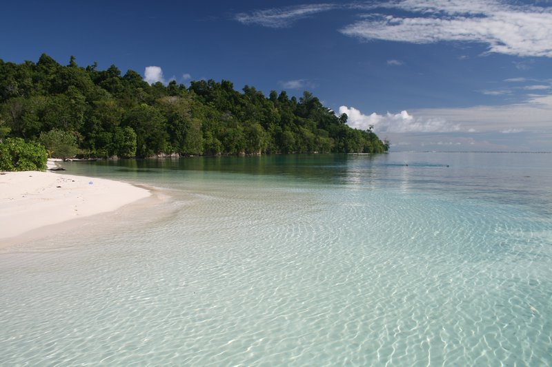 The stunning white-sand beach at Melenge Lestari, Pulau Melenge
