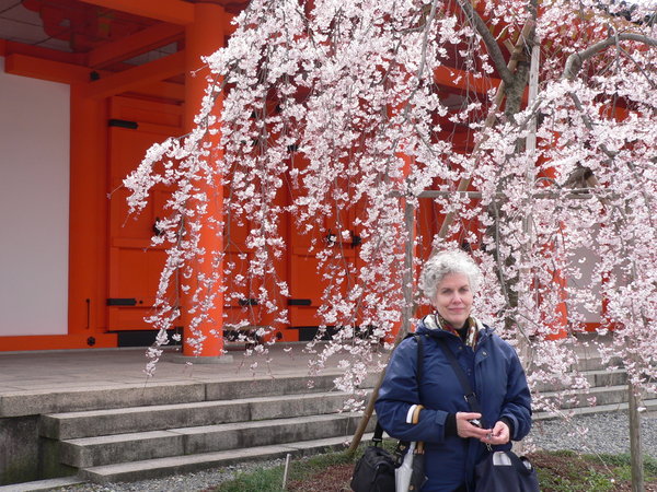 Mom at the Sanjusangendo gardens