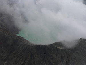 Amazing blue color of the volcanic lake