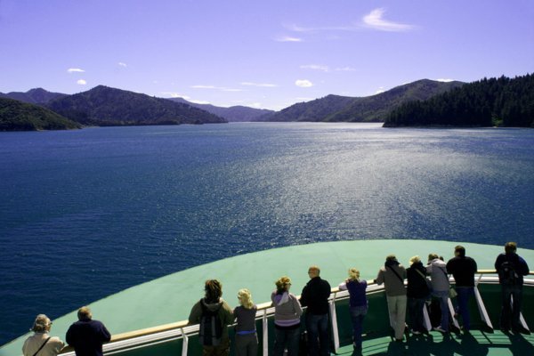 The Aratere heads for Picton