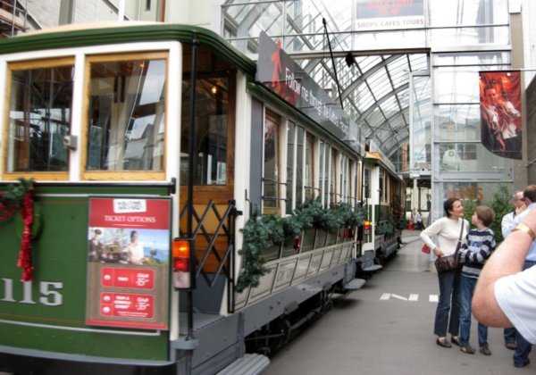 Tram goes through the shops!