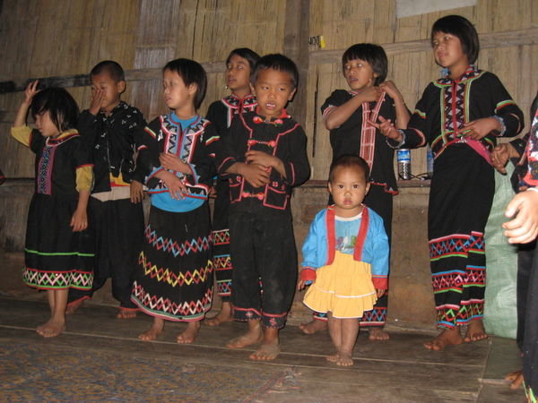 Lahu Children doing a song as a welcome to our group