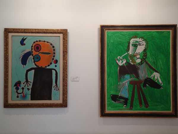 Works by Miro (left)  and Picasso (right)