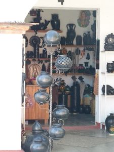 Black pots at the market