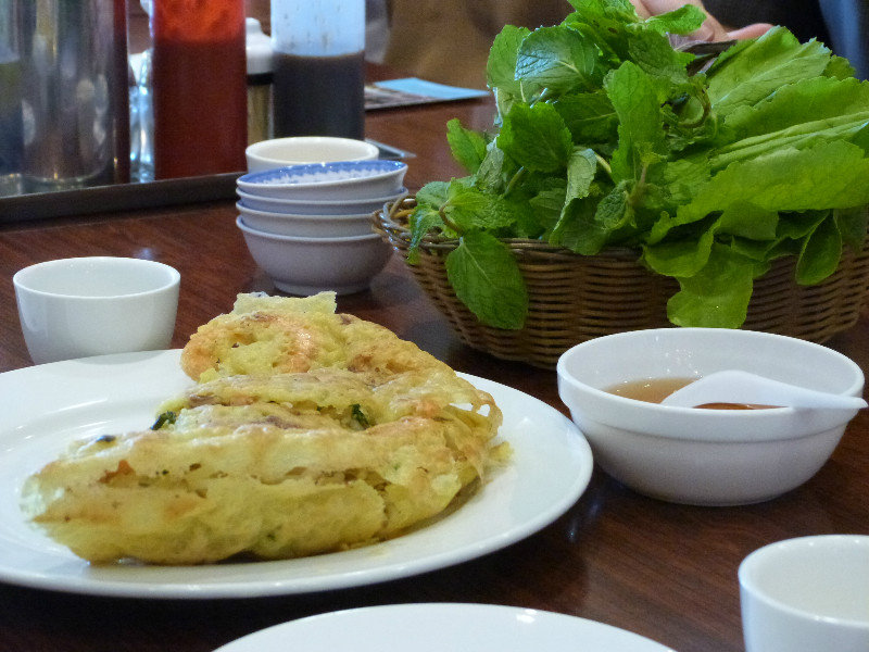 Vietnamese pancakes and herbs