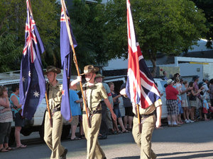 The parade gets underway - Australia, NZ and UK flags