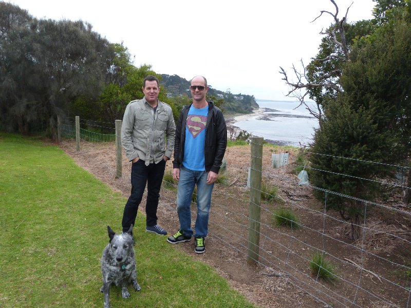 Cam and Joey and Ralph the dog at Flinders.  Family portrait!