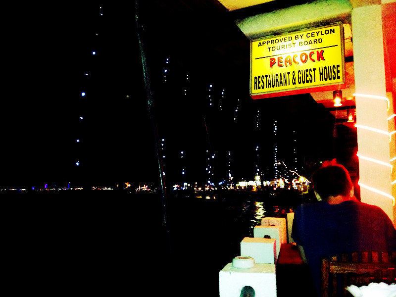 Night time views of Unawatuna from the Peacock Restaurant