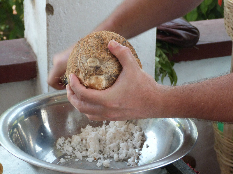 Shaving the coconut