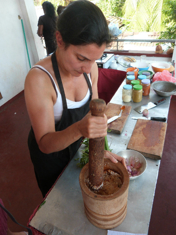 Making the coconut sambal