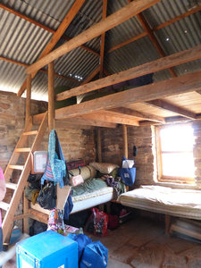 Inside the hut - the sleeping mezzanine