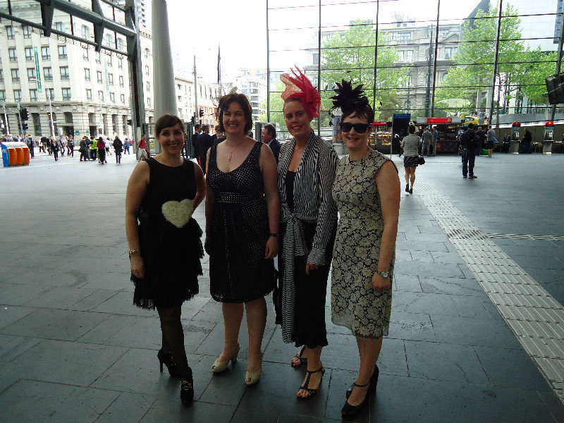 2008, Melbourne, on our way to the races, with Lucy, Ness and Kate